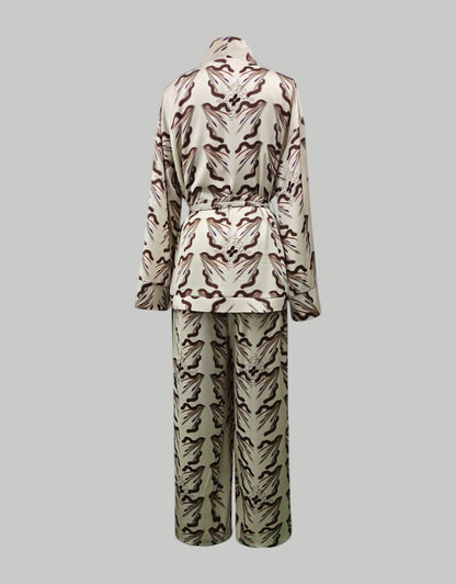 (Preorder) Rebecca Patterned Silk Two-Piece Lounge Set