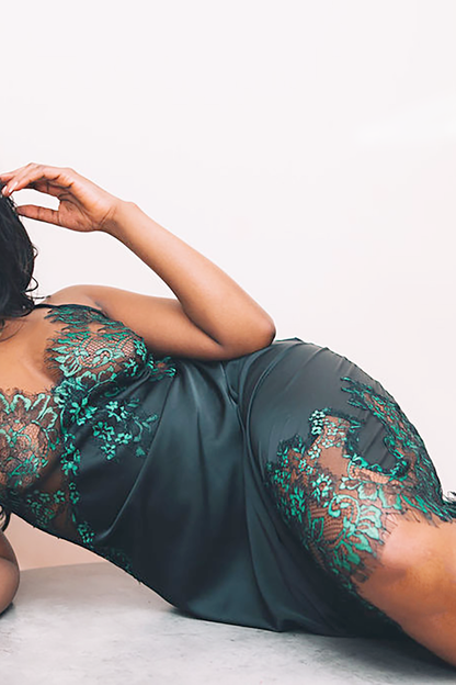 Carmen silk and lace lingerie slip dress